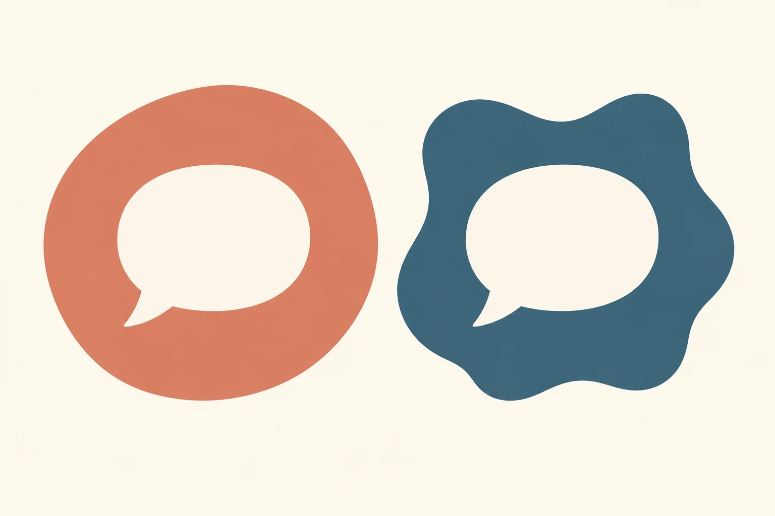 Conceptual quotation context diagram: identical small speech bubble shape placed in two different coloured larger frames.
