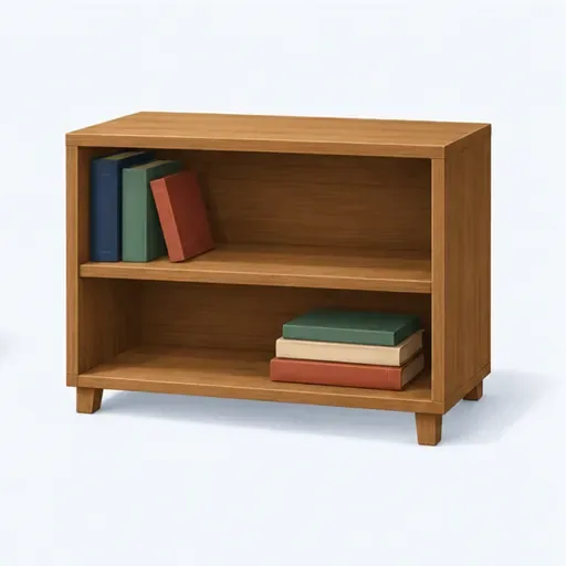 une étagère basse: a low shelving unit