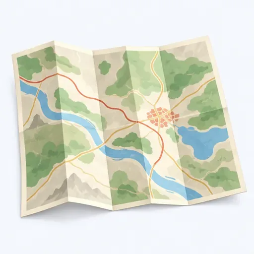 une carte dépliée: unfolded map